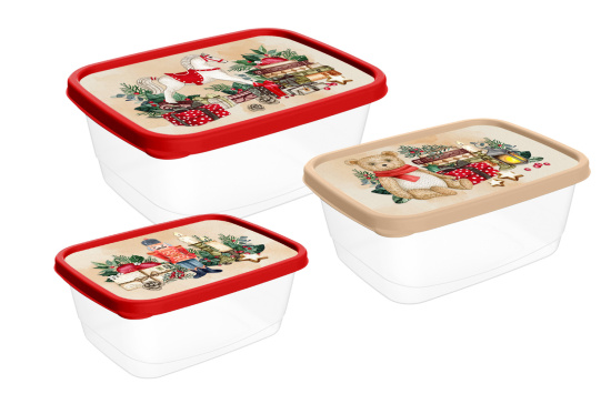 Контейнер для продуктов прямоугольный 0,5л с декором "Игрушки" (красный) 223137406/03
