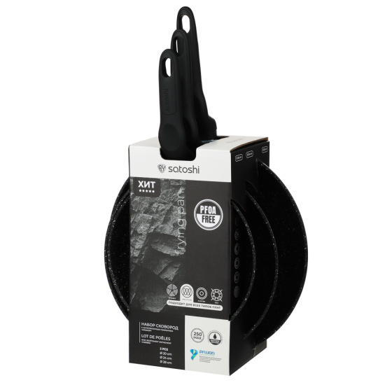 Набор сковород (d=20/24/28см), антипригарное покрытие, арт.18-8 Набор сковород (d=20/24/28см), антипригарное покрытие, арт.18-8