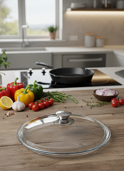 Крышка жаропрочн. стекло 260мм металл. ручка TM Горница, КрМ260