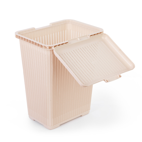 Корзина д/белья "Вязаное плетение" 25л (бежевый) М6904