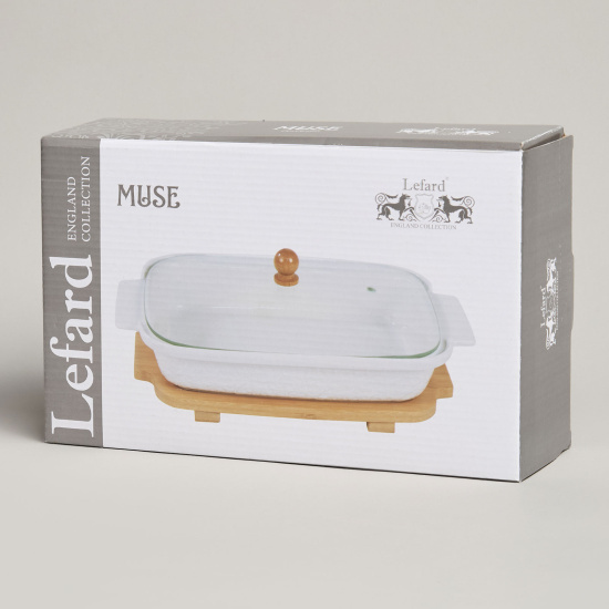 БЛЮДО ДЛЯ ВЫПЕКАНИЯ И СЕРВИРОВКИ LEFARD "MUSE" СО СТЕКЛ.КРЫШКОЙ НА ДЕР.ПОДСТАВКЕ 27,5*17*9 (587-242)