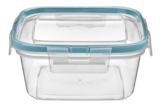 Контейнер для продуктов герметичный квадратный 0,8л с защелками (бесцветный) 221103318/02  Контейнер для продуктов герметичный квадратный 0,8л с защелками (бесцветный) 221103318/02