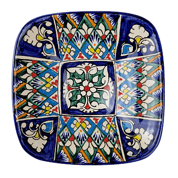 Салатница 19см, квадратная Риштанская керамика микс