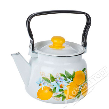 Чайник для плиты 2,3 л эмаль Лимоны  С2714.3*97 белый с пл. кнопкой  Чайник для плиты 2,3 л эмаль Лимоны  С2714.3*97 белый с пл. кнопкой