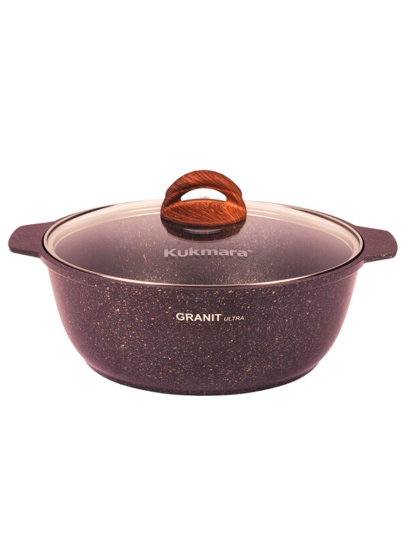 Кастрюля-жаровня 4,0л со стекл.крышкой АП "Granit ultra" (red) жга41а