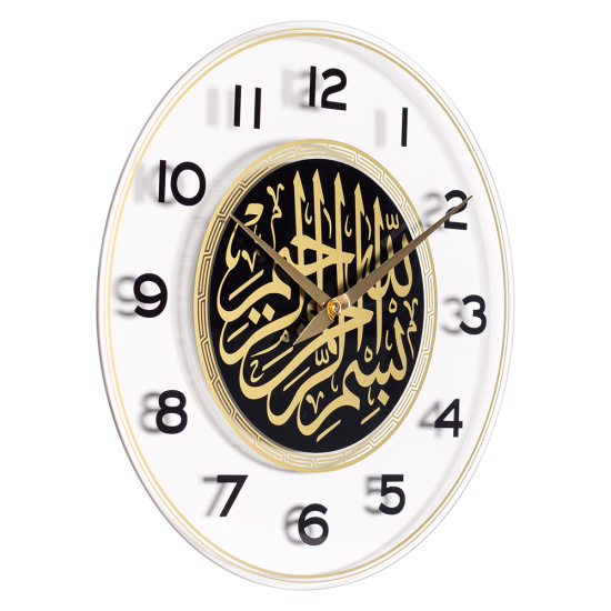 4041-029 Часы настенные из стекла d-39 см, открытая стрелка, "Мусульманские" Рубин