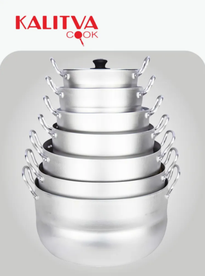 НАБОР“МАТРЕШКА”из 7 полусфер кастрюль(1,7;2,5;3;4,5; 6;8;10 л), 2 мет/руч, мет/кр. Алюминий 11107