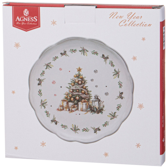 ТАРЕЛКА ЗАКУСОЧНАЯ AGNESS "С НОВЫМ ГОДОМ!" 20,3*2 СМ (КОР=16ШТ.) (358-2265)