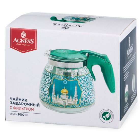 ЗАВАРОЧНЫЙ ЧАЙНИК AGNESS С ФИЛЬТРОМ "СУРА"  900 МЛ. (885-116)