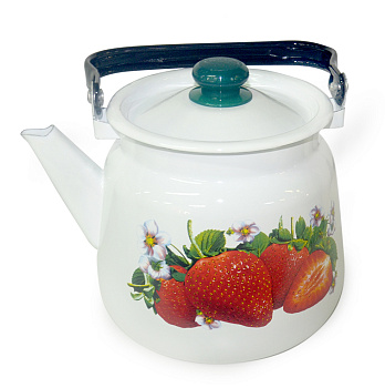 Чайник 3,5 л сфер. декор Клубника садовая, белый, с кнопкой С2716.3*59 Чайник 3,5 л сфер. декор Клубника садовая, белый, с кнопкой С2716.3*59