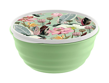 Миска "Latina" 2,1л с крышкой с декором (зеленый) 222133618/08