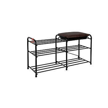 Подставка для обуви "Альфа 33" с сиденьем и ящиком (Черный)(3-х полочная,80см),,