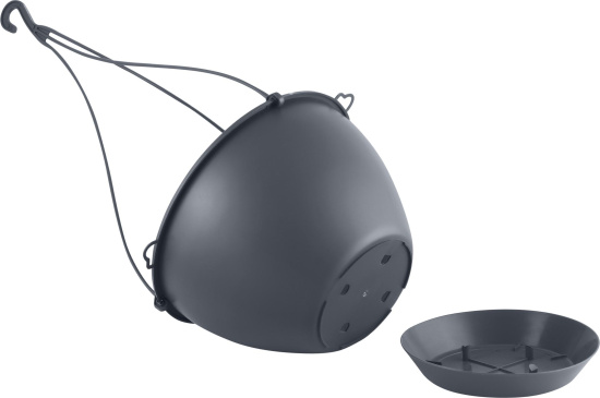 Горшок подвесной c фиксируемым поддоном InGreen Афина 4,5 Л, вулканический серый IG146110026