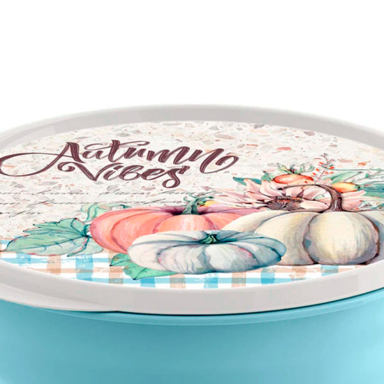 Миска "Latina" 3,2л с крышкой с декором (мятно-голубая) 223102514/02