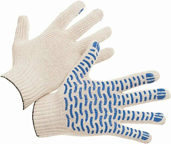 Перчатки 10 класс (5 нитей) с ПВХ волна