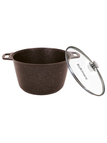 Кастрюля 6,0л со стекл. кр. АП (кофейный мрамор) кмк62-1а