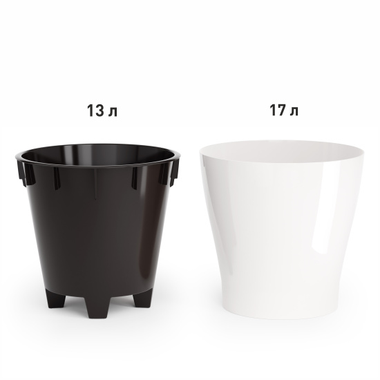 Горшок цветочный "Лея" 17л двойной (с автополивом) (белый) М8858