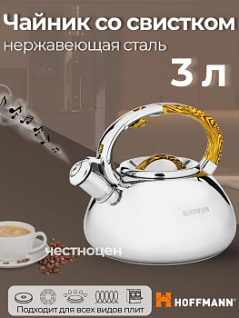 Чайник 3,0л нержавеющая сталь НМ 5533/1 со свистком (в)