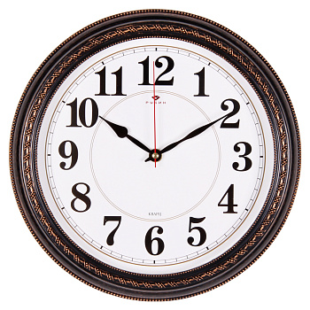 2950-002 Часы настенные "Рубин" Классика, круг d=28,5см, корпус черный с бронзой