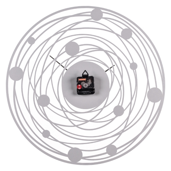 Часы настенные из металла, 50см, открытая стрелка, серебро "Молекула" "Рубин" 5018-002