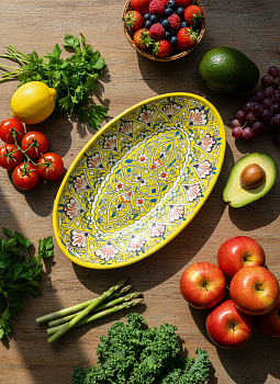 Ляган овальный Риштанская Керамика 30см желтый 