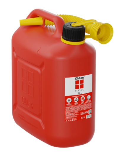 Канистра пластиковая 10л с гибким носиком для ГСМ OKTAN CLASSIC RED (121 512) А1-01-02