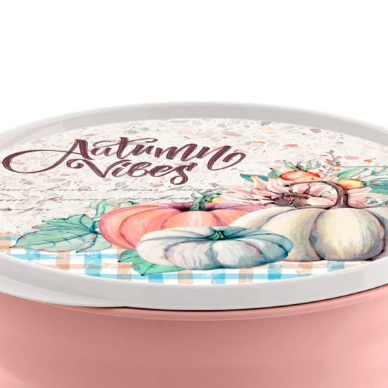 Миска "Latina" 3,2л с крышкой с декором (бежево-розовая) 223102827/06