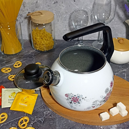 Чайник для плиты 2,0л 4с210я Весенний романс белоснежная Чайник для плиты 2,0л 4с210я Весенний романс белоснежная