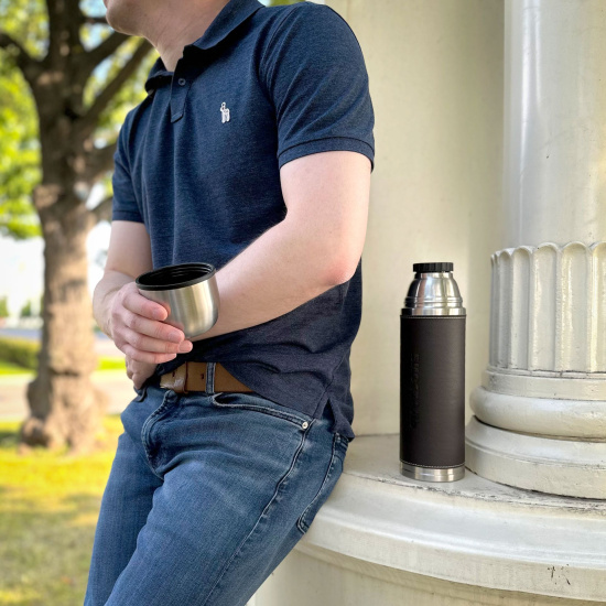 Термос "BIOSTAL-Охота" у/г кож.вставка NYP-1000P