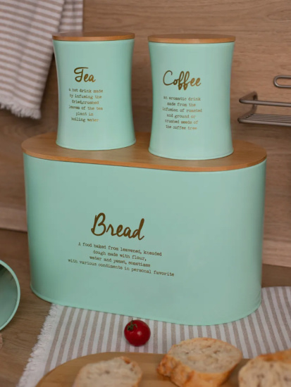 НАБОР AGNESS "MEADOW" 2 В 1  ХЛЕБНИЦА 10 Л 34*18*20 СМ, БАНКА ДЛЯ СЫПУЧИХ 1,1 Л 11*14СМ 3 ШТ 790-245