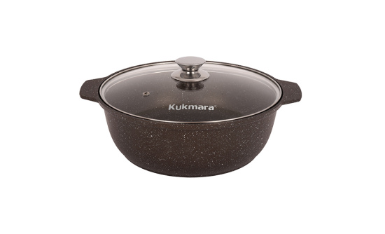Кастрюля-жаровня 3,0л со стекл. крышкой АП (кофейный мрамор) жмк32а