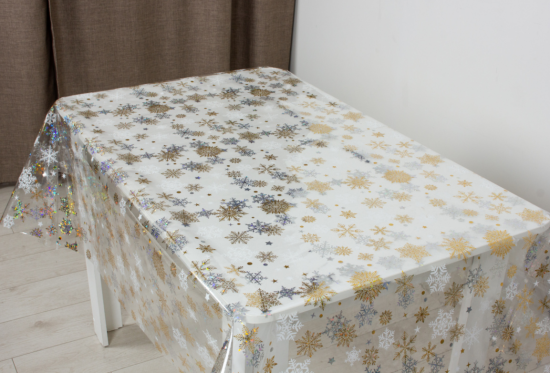 Клеенка прозрачная 0,18мм (1,4м*30м) Снежинки SD-075 STP6060-1