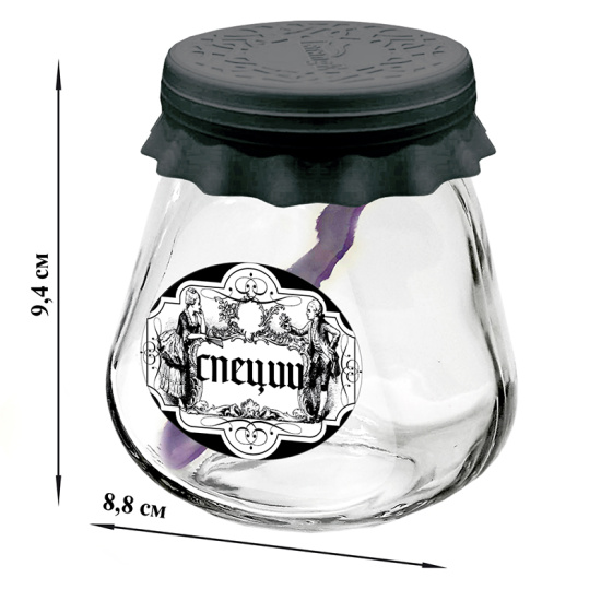 Банка д/хран. стекл. 260 мл ТО63 с крышкой silicopy чёрная + ложка "СПЕЦИИ" 00485-00680    Банка д/хран. стекл. 260 мл ТО63 с крышкой silicopy чёрная + ложка "СПЕЦИИ" 00485-00680