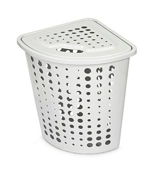 Корзина для белья "Молетта" угловая 45л с крышкой пыльно-серая С705ПСЕР