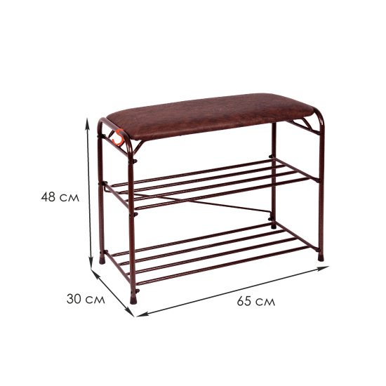 Подставка для обуви "Альфа 23" с сиденьем (Медный антик)(3-х полочная,60см),,