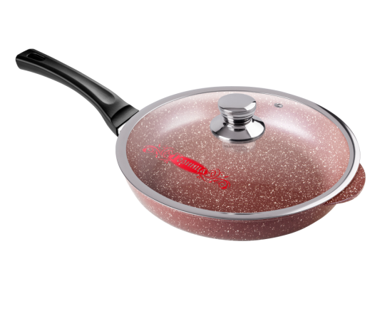 Сковорода 280/55мм с пластиковой ручкой с крышкой с2811аш