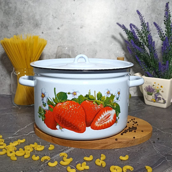 Кастрюля 7.0л 1с18с сер-гол. Клубника садовая