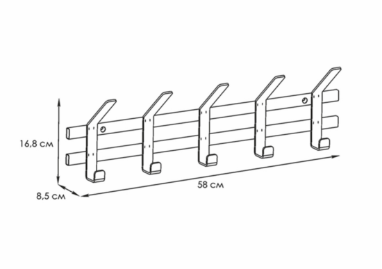 Вешалка настенная "ТОРОНТО 5" (Графит) ВНТ5 ГР