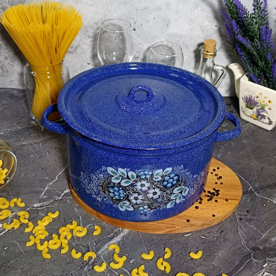 Кастрюля 7,0л 1с18с син. с зерн. Голубика 