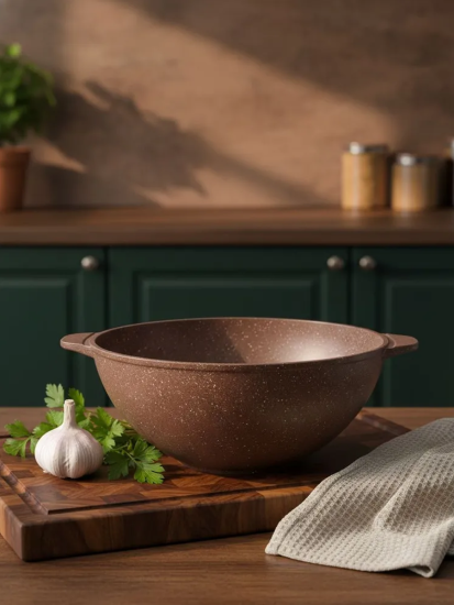 Казан для плова с а/п с стеклянной крышкой, 4 л Серия "Мрамор Алтай" ТМ "ГАРДАРИКА" 2004-07-10