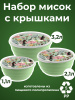 Комплект мисок "Latina" 3 шт. (1,1л+2,1л+3,2л) с крышками с декором (зеленый) 222133818/08