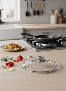 Крышка жаропрочн. стекло 200мм металл. ручка TM Горница, КрМ200