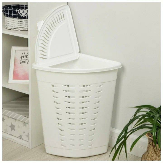Корзина д/белья 45л угловая (белый) М1546