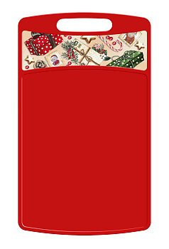 Доска разделочная "Bergamo" прямоугольная 260x155x3,5мм с декором "Игрушки" (красный) 223138706/03