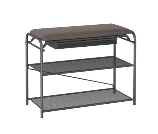 Подставка для обуви "Гранада 23В_НБК" с сиденьем и ящиком нубук (Графит) 
