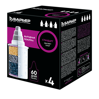 Картридж для воды для фильтра кувшина "БАРЬЕР Стандарт" (упак. 4 шт.) К144С17