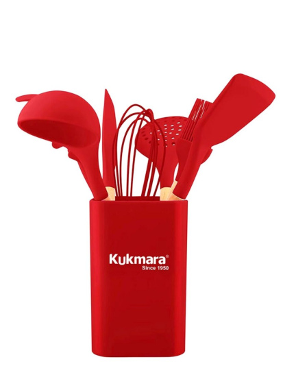 Набор кухонных принадлежностей из силикона 9 предметов Red kuk-04/09011401