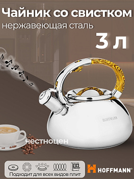 Чайник 3,0л нержавеющая сталь НМ 5533/1 со свистком (в)