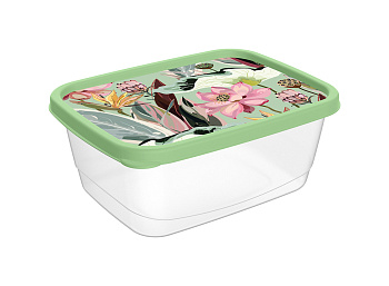 Контейнер для продуктов прямоугольный 0,5л с декором (зеленый) 222132018/08