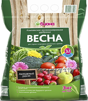 Удобрение органоминеральное 3кг Весна БИОНА Удобрение органоминеральное 3кг Весна БИОНА